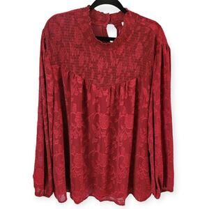 Mason & Belle Women's Burgundy Long Sleeve Mock Neck Top Size 3XL